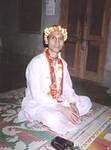 Shukadev all geared up for the colorful evening kirtan in Barsana.